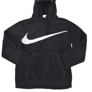Nike Fleece Pullover Hoodie Cozy streetwear Bottom Black White Sweatshirt Warm S